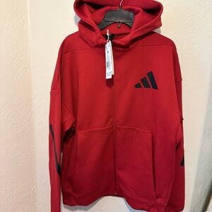 Adidas Vibrant Red Hoodie with Black Detail